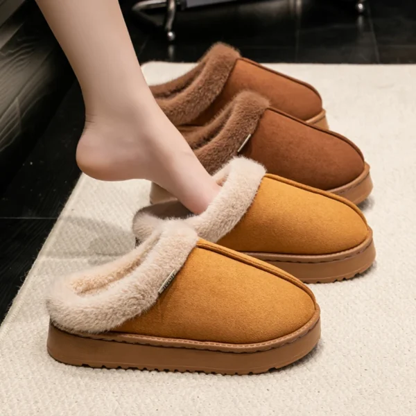 Fashion Women Fluffy Slippers for Autumn and Winter Indoor EVA Thick Sole Anti-Slip and Warm Unisex Slippers for Winter - Image 3