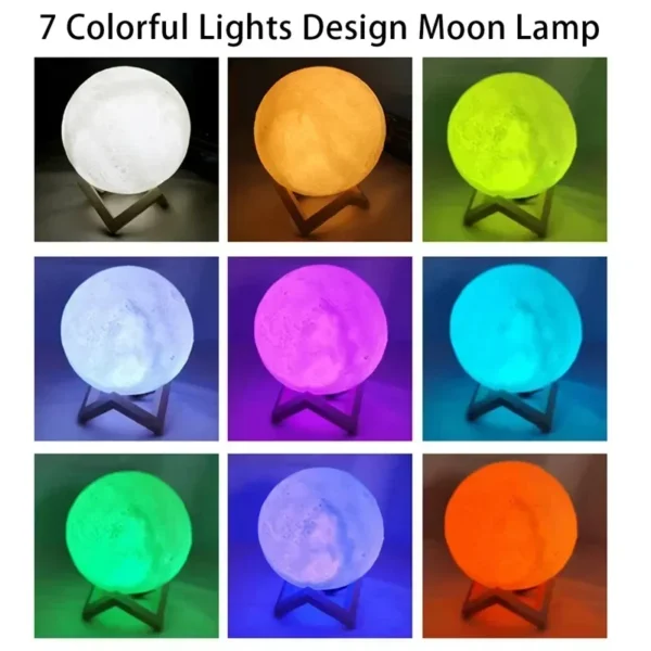 8cm Moon Lamp LED Night Light Battery Powered With Stand Starry Lamp Bedroom Decor Night Lights Kids Gift Moon Lamp - Image 6