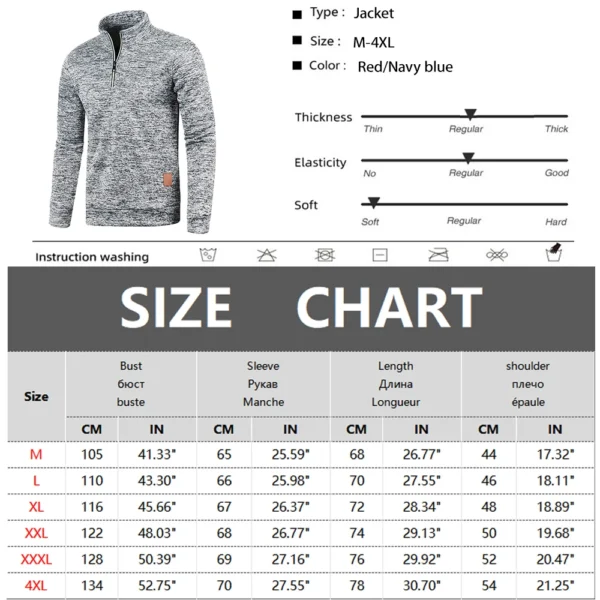 Men Sweatshirts Spring Thicker Pullover Half Zipper Pullover for Male Hoody Outdoor Sweatshir Autumn Solid Color Turtleneck Swea - Image 2