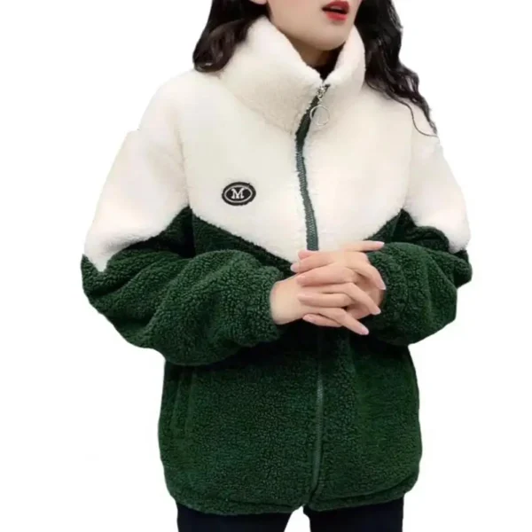 Autumn Winter Fleece Fluffy Jacket Streetwear Harajuku Zipper Coat Woman Lightweight Jacket Plush Warm Jacket Splice Coat - Image 5