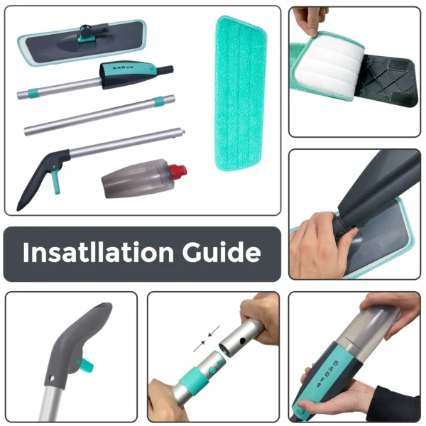 Magic Floor Cleaning Sweeper Brooms With Microfiber Pads 360° Rotation Flat Spray Floor Mop Broom For Cleaning Home Spin Mop - Image 6