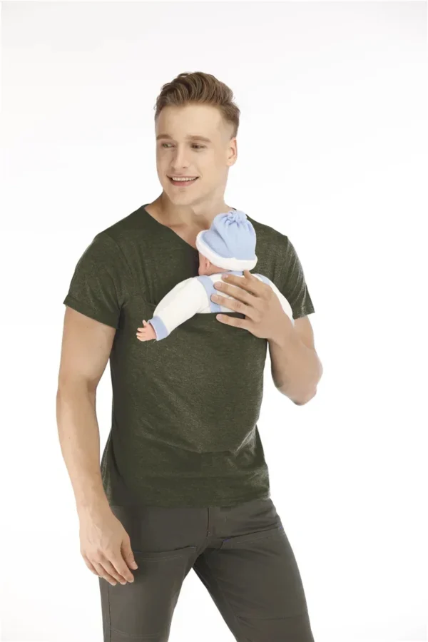 Safety Kangaroo Pocket T-Shirt Baby Carrier Pregnancy Top Clothes Summer Mother Father Soft Feeding Polyester T Shirt - Image 4