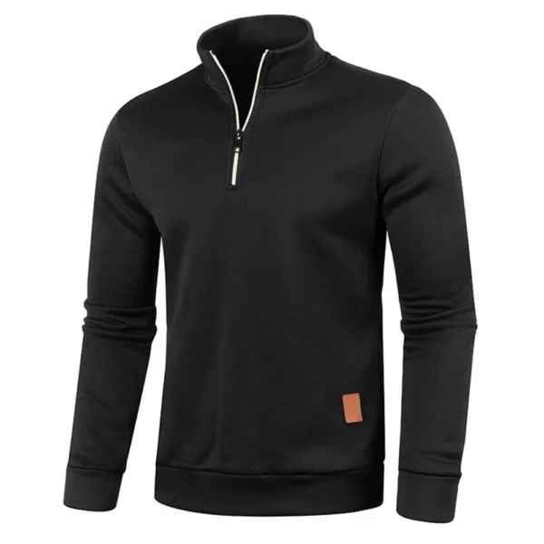 Men Sweatshirts Spring Thicker Pullover Half Zipper Pullover for Male Hoody Outdoor Sweatshir Autumn Solid Color Turtleneck Swea - Image 5